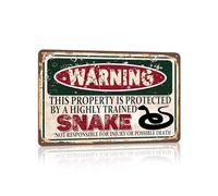 RCXsigns Plaque en métal vintage avec inscription « Warning this property is protected bY a highly trained Snake » - 30,5 x 20,3 cm