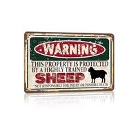 RCXsigns Plaque vintage en métal avec inscription « Warning this property is protected bY a highly trained Sheep » - 30,5 x 20,3 cm