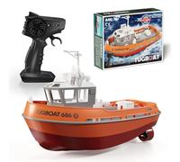 RCXTechPro Bateau de course RC à grande vitesse à l'échelle 1/72 - 8 km/h 2,4 GHz - Étanche - Modèle de remorqueur électrique avec longue endurance, RTR Turbo Jet Boat pour amateurs et amateurs