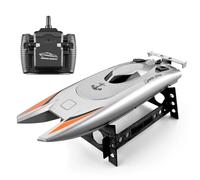 RCXTechPro Bateau radiocommandé à double moteur 30 km/h, pour adultes, 2,4 GHz haute vitesse, étanche, avec télécommande rechargeable 25 min/USB, modèle de bateau de course RTR de 32 cm
