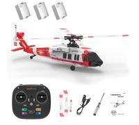 RCXTechPro Black-Hawk K200 Hélicoptère RC sans balais, 2,4 G 6 canaux RTF 6 axes avec positionnement du flux optique, maintien de l'altitude et vol inversé pour adultes - 3 batteries