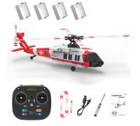 RCXTechPro Black-Hawk K200 Hélicoptère RC sans balais, 2,4 G 6 canaux RTF 6 axes avec positionnement du flux optique, maintien de l'altitude et vol inversé pour adultes - 4 batteries