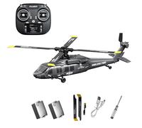 RCXTechPro Black-Hawk K200 Hélicoptère RC sans balais, 2,4 G 6 canaux RTF 6 axes avec positionnement du flux optique, maintien de l'altitude et vol inversé pour adultes - 2 batteries