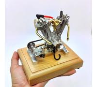 RCXTechPro H08 4.2CC Hoglet V-Twin Kit de modèle de moteur à quatre temps qui fonctionne - Mini moteur de moto en métal OHV avec démarrage à pédale, modèle rétro fonctionnel pour adultes