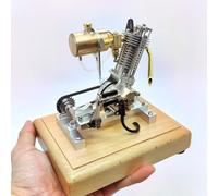 RCXTechPro Kit de modèle de moteur 2,1 CC qui fonctionne, modèle de bureau à essence monocylindre à quatre temps refroidi à l'air vertical avec démarrage de pédale et expérience physique