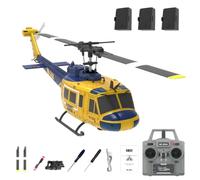 RCXTechPro RC ERA C032 UH-1 Huey Hélicoptère RC pour adultes, échelle 1/48, 6 CH 2,4 G, gyroscope stabilisé sans barre avec positionnement du flux optique et atterrissage à une touche - Batterie RTF/3