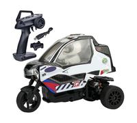 RCXTechPro Tricycle RC à l'échelle 1/8, véhicule de course à 3 roues proportionnel complet 2,4 G avec ESC étanche, lumières LED réglables et vitesse 25 km/h moteur 370 pour extérieur (noir)