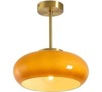 YYQBYY Plafonniers dorés Plafonnier semi-encastré en verre Lampe de plafond orange/blanc avec abat-jour en verre en forme de dôme Laiton Plafonnier moderne vintage du milieu du siècle for couloir, sal