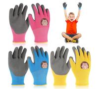 RCYHCY 3 Paires Gant Jardinage Enfant, Safety Gants de Jardinage pour Enfants de 2 à 6 Ans, revêtement en latex antidérapant, pour Garçons Filles, Camping, Jardinage, Élevage de Petits Animaux