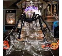 RCYHCY Décoration de Toile d'Araignée Halloween, 700cm Halloween Toile d'Araignée avec 20 Petite Araignées 40 g Toile, 90cm Araignee Geante Halloween pour Jardin Cour Maison Hantée Halloween Deco