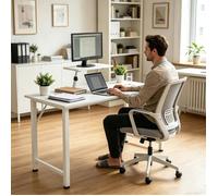 Rcynview Bureau d'Ordinateur 100x50cm - Bureau Informatique Ergonomique - Avec Support Écran Amovible+Crochet Casque - Blanc