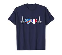 RD Congo France Drapeau Battement De Cœur Français Congolais T-Shirt