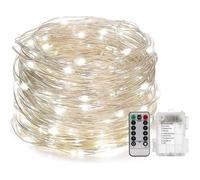 RD00505-Guirlande Lumineuse Pile avec Télécommande - 10M 100 Micro LED - Blanc froid - Etanche IP 65 - Guirlande décorative pour