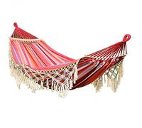 RDAHSUEHH Hamac à franges et pliable en dentelle à franges Double balançoire portable pour intérieur et extérieur, jardin, balcon (rose)