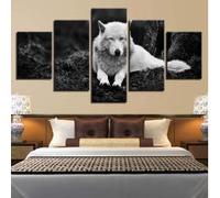RDCHY Impression sur Toile Loup Blanc Tableau Peinture sur Toile Moderne pour Salon Appartement Chambre Décoration, 5 Pieces/sans Cadre