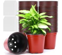 RDDAIPE 100 Pieces Pot Semis Ø 10cm, Pot de Fleur Plastique avec 100 Étiquettes, Pot Plastique Plante, Réutilisables Pot de Culture, Godet Semis pour la Plantation Jardin Intérieure et Extérieure