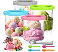 RDDAIPE 4PCS Pot pour Ninja Creamy, 500ML Pot pour Ninja Machine a Glace, Récipients à Crème Glacée de Rechange pour Ninja Creami NC299AM/C300S, Bol pour Ninja Creamy Accessoires