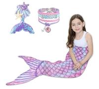 RDDAIPE Couverture Queue de Sirène, Flanelle Mermaid Couverture, Bracelet en Épingle à Cheveux à Sequins, Porter, Cadeau d'Anniversaire, Noël