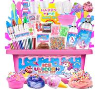 RDDAIPE Kit Slime Unicorn, Ice Cream Slime Kit Fille Fluffy Jouet Fille, Activites Manuelles pour Enfant, Cadeau Enfant Anniversaire Kits de Loisirs Créatifs