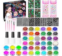 RDDAIPE Kit Tatouage Paillettes Enfant, 42 Couleurs Kit Tatouage Enfant, Tatouage Temporaire à Paillettes, 219 Pochoir, 4 Tatouage Fluorescent, Filles Anniversaire Carnaval Halloween Cadeau de Noël