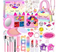 RDDAIPE Licorne Maquillage Enfant Fille,Malette Maquillage Fille,Coffret Maquillage Enfant,Hypoallergenique,Jouets de Maquillage Licorne pour Fille Enfant de 3 4 5 6 7 8 9 10 Ans Anniversaire Cadeau