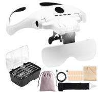 RDDAIPE Lunette Loupe LED, Lunette Loupe pour Travail de Précision, Loupe Frontale, avec 4 LED et 5 Lentilles Détachables (1x-3.5X), pour Lecture, Painting, Diamond, Couture,Bijoux,Broderie,Modelisme