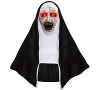 RDDAIPE Masque la Nonne, Masque Nonne avec Lumière Rouge, Masque Latex Adulte pour Halloween Carnaval Déguisement Horreur Costume Cosplay