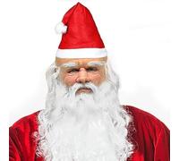 RDDAIPE Masque Pere Noel, Latex Masque Pere Noel Homme, Masque Pere Noel Adulte avec Barbe, Perruque et Sourcils, Accessoires pour Le Costume du Père Noël pour Deguisement, Fête de Noël, Mascarade