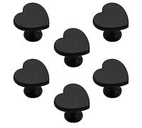 Rddconkit Lot de 6 boutons de porte en forme de cœur noirs pour meubles, portes, tiroirs, armoires, armoires à vin, maison