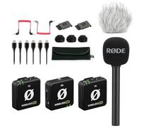 RØDE Système de microphone sans fil ME Dual + adaptateur manuel Interview GO + pare-vent en fourrure keepdrum