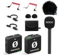 RØDE Wireless ME Ensemble de microphone sans fil + adaptateur manuel Interview GO + pare-vent en fourrure Keepdrum BK Noir