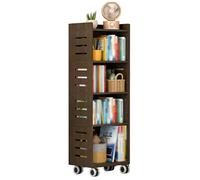 RDEADPNA Bibliothèque，étagère de Rangement Ouverte，Étagère Gain De Place，4 Niveaux ，Bibliothèque de Sol，pour intérieur Espace étroit Salon, Maison, Bureau(Light Walnut)