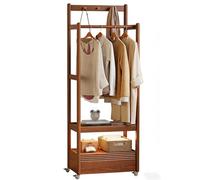 RDEADPNA Une Armoire Ouverte avec 3 Crochets, Un Cintre en Bois et Un Espace de Rangement à Double Niveau, adaptée à Une Utilisation dans l'entrée, Le Couloir.(Brown)