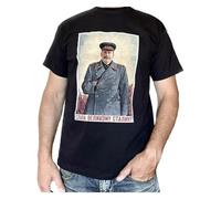 RDESEDRTRE Black T-Shirt Stalin Soviet Propaganda Patriotic USSR Black XXL