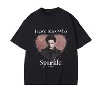 RDESEDRTRE Movie Twilight I Love Boys Who Sparkle Robert Pattinson Graphic T Shirt Edward Cullen Tshirt Black XL