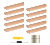 RDEXP Lot de 10 poignées de tiroir en bois semi-circulaires pour meubles - Distance entre les trous : 96 mm