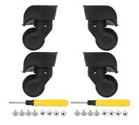 RDEXP Réparation de Roues de Bagages W041-2 Petit boîtier à roulettes en Plastique Noir avec vis Lot de 4