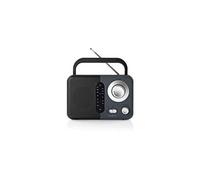 NEDIS RDFM1300GY Radio FM, 2.4 W, Poignée de Transport, Noir/Gris