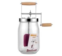 RDGDFONG Baratte à beurre - Poignée en bois Shakes en acier inoxydable - Beurrier manuel à manivelle - Cuisson des gadgets - Mélangeur de crème (1,4 l) - Transparent
