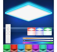 RDGOOD Plafonnier LED 24 W RGB à intensité variable avec télécommande 2400lm, LED plafond dimmable 3000K-6500K, changement de couleur RGB pour salon, chambre, chambre d'enfant, cuisine 32x32x2,5 cm