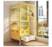RDHMJSJAZ 4-Tier DIY Metal Wire Cat Enclosure with Hammock, Large Cats Crate for 1-2 Cats, Ferret, Squirrel and Small Animals(Gold)