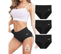 Rdiner Culotte Menstruelle Coton, Absorbe 60ML de Volume Menstruel Important, sous Vetement 4 Couches Anti-Fuite pour Regle (Lot 3) Noir XS