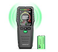 RDINSCOS Testeur d'humidité sans aiguille, testeur d'humidité mural avec batterie, écran LCD couleur et alarme sonore pour bois, béton et construction (profondeur : 0-19 mm)