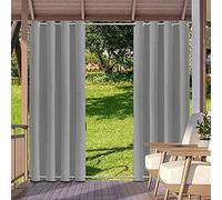 RDJSHOP Rideaux d'extérieur Imperméable, Rideaux Occultant avec Œillets en Haut et Bas, Coupe-Vent Protection UV Rideaux Thermique pour Terrasse, 1 Panneaux,GrisClair-213x213cm(LxH)