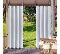 RDJSHOP Rideaux d'extérieur Imperméable, Rideaux Occultant avec Œillets en Haut et Bas, Coupe-Vent Protection UV Rideaux Thermique pour Terrasse, 1 Panneaux,Blanc-254x183cm(LxH)