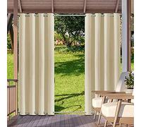 RDJSHOP Rideaux d'extérieur Imperméable, Rideaux Occultant avec Œillets en Haut et Bas, Coupe-Vent Protection UV Rideaux Thermique pour Terrasse, 1 Panneaux,Beige-210x230cm(LxH)