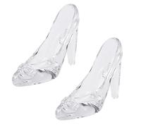 Rdjumpdjo 2X Cristal Chaussures Verre Cadeau d'anniversaire DéCor À Cendrillon Chaussures À Talons Hauts Chaussures de Mariage Figurines Miniatures Ornement