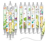 Rdlobu 12 Pièces Parure de Stylos à avec Motif dinosaure Stylo à Bille Rétractable Stylo à Bille de Dessin Animé pour l'école et le bureau vif, noir (Stylo bille dinosaure)