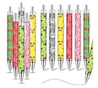 Rdlobu 12 Pièces Parure de Stylos à avec Motif pixel Stylo à Bille Rétractable Stylo à Bille de Dessin Animé pour l'école et le bureau vif, noir (Stylo bille pixel)