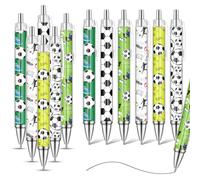 Rdlobu 12 Pièces Parure de Stylos à Bille avec Motif football Stylo à Bille Rétractable Stylo à Bille de Dessin Animé pour l'école et le bureau vif, noir (Stylo bille football)